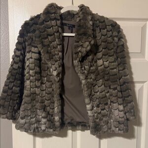 NIC+ZOE Faux Fur Teddy Jacket in Brown and Gray